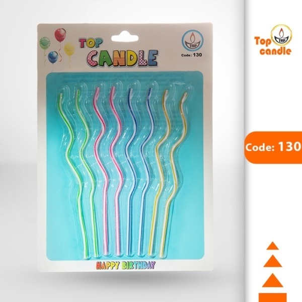 شمع ماکارونی رنگی کارت بزرگ تاپ کندل کد 130